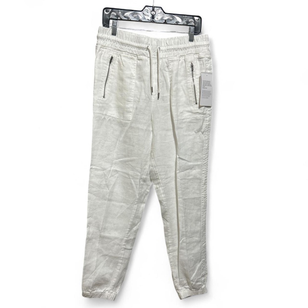 Athleta Cabo Linen Joggers in the color Calla Lily White - A59- IC - size 10